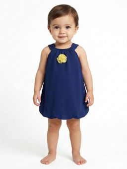 Creative Kids - Girls Navy Blue Polyester Halter Neck Dress