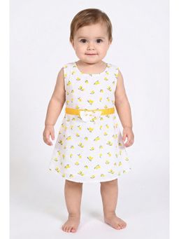Creative Kids - Girls White Cotton Round Neck Dress
