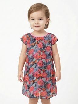 Creative Kids - Girls Red Polyester Round Neck Dress