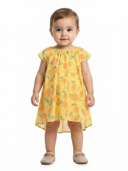 Creative Kids - Girls Yellow Polyester Round Neck Dress