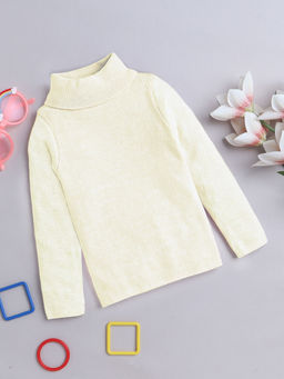 Yellow Apple - Unisex Cream Cotton Blend Turtle Neck Sweater