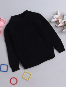 Yellow Apple - Unisex Black Cotton Blend High Neck Sweater