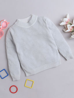 Yellow Apple - Unisex White Cotton Blend High Neck Sweater