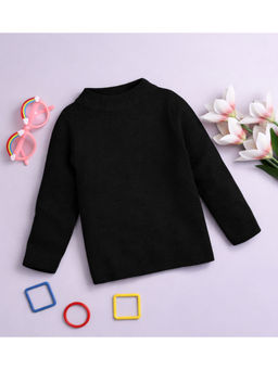 Yellow Apple - Unisex Black Cotton Blend High Neck Sweater