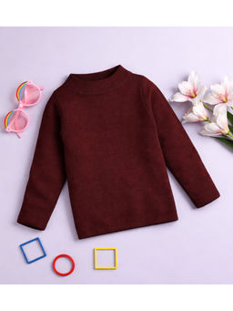 Yellow Apple - Unisex Maroon Cotton Blend High Neck Sweater