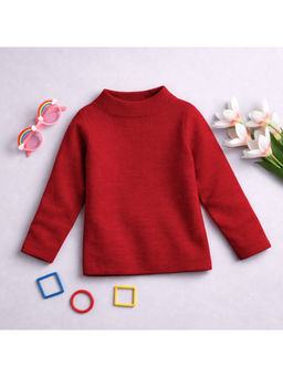 Yellow Apple - Unisex Red Cotton Blend High Neck Sweater