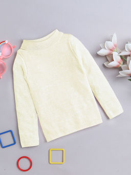 Yellow Apple - Unisex White Cotton Blend High Neck Sweater