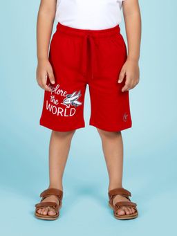 KiddoPanti - Boys Red Cotton Shorts