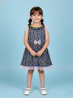 KiddoPanti - Girls Multi-Color Cotton Round Neck Dress