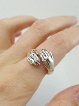 Digital Dress Room - Silver-Plated Promise Hug Finger Ring