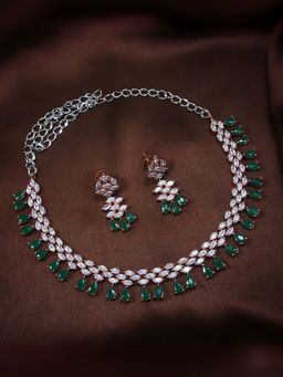 I Jewels - Rose Gold Plated Tear Drop Shape Necklace Jewellery for Women (Set of 2)