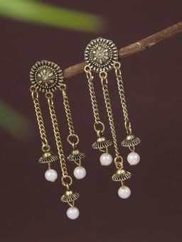 I Jewels - Traditional Gold Plated Dangle Earrings with Motif for Women