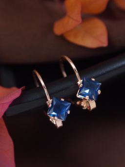 I Jewels - Blue Stylish Latest Fashion Hoops Earrings for Women