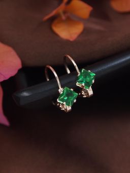 I Jewels - Green Stylish Latest Fashion Hoops Earrings for Women