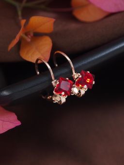 I Jewels - Red Stylish Latest Fashion Hoops Earrings for Women