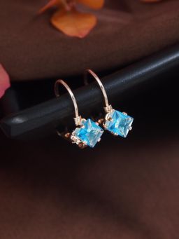 I Jewels - Turquoise Stylish Latest Fashion Hoops Earrings for Women