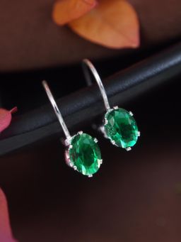 I Jewels - Green Stylish Latest Fashion Hoops Earrings for Women