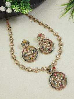 I Jewels - Colorful Stone Necklace Jewellery for Women (Set of 2)