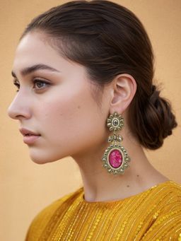 Kalakrith Milano - Women Pink Stone Drop Earrings