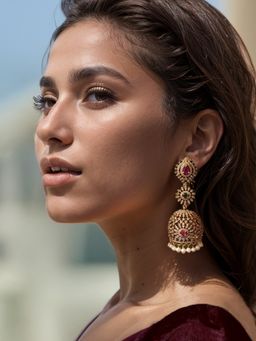 Kalakrith Milano - Women Cubic Zirconia Triple Layer Jhumka Earring
