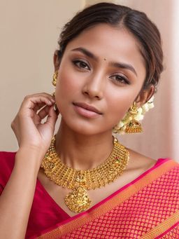 Kalakrith Milano - Women Anti-Tarnish Gold Mirage Temple Necklace (Set of 2)