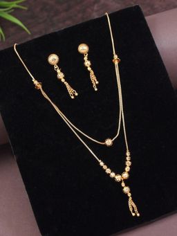 I Jewels - Gold Plated Single Line Necklace for Women (Set of 2)
