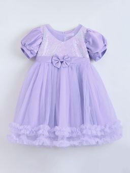 Hopscotch - Girls Lavender Sequin Embellished Party Dress with Bow