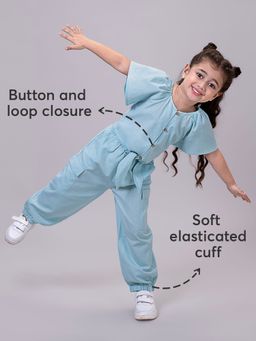 Hopscotch - 2-Piece Blue Solid Co-Ord Set