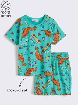 Hopscotch - 2-Piece Bio-Finished Cotton Dinosaur Print T-Shirt And Shorts