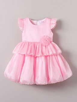 Hopscotch - Textured Party Dress With Applique