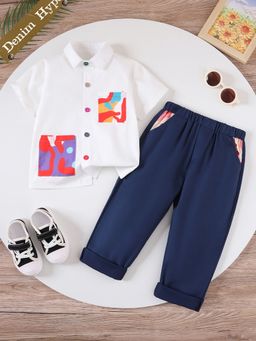 Hopscotch - 2-Piece Abstract Print Pocket Shirt And Pants