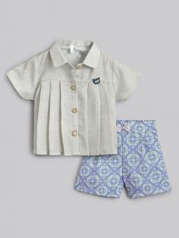 Hopscotch - 2-Piece Pleated Top And Shorts