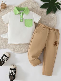 Hopscotch - 2-Piece Back Applique Polo T-Shirt And Pants