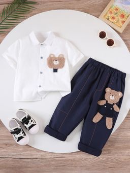 Hopscotch - 2-Piece Bunny Applique Shirt And Pants