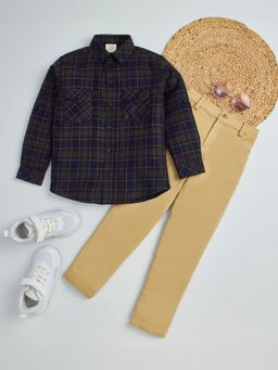 Hopscotch - 2-Piece Checkered Shirt And Denim Jeans