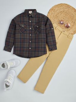 Hopscotch - 2-Piece Checkered Shirt And Denim Jeans