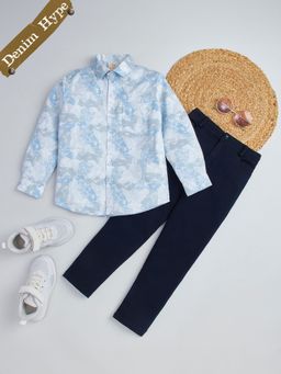 Hopscotch - 2-Piece Camouflage Print Shirt And Denim Jeans