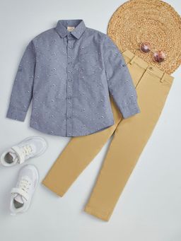 Hopscotch - 2-Piece Printed Shirt And Denim Jeans