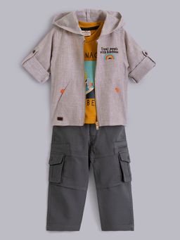Hopscotch - 3-Piece Embroidered Jacket With T-Shirt And Pants
