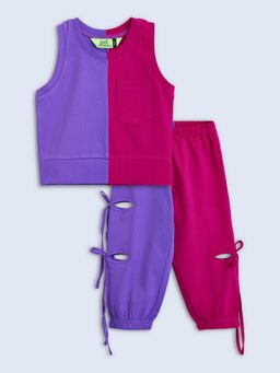 Hopscotch - 2-Piece Pure Cotton Color-Blocked Co-Ord Set
