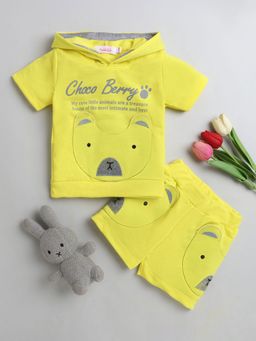 Hopscotch - Boys Yellow Text Print T-Shirt and Shorts Set