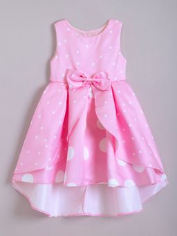 Hopscotch - Girls Pink Sleeveless Polka Dot Print Party Dress