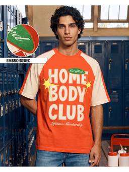 Bewakoof - Heavy Duty Men's Orange Typography Oversized T-shirt