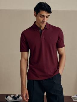 Andamen - Men Cotton Stretch Pique Polo Maroon T-shirt