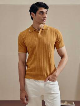 Andamen - Men Pure Cotton Structured Polo Yellow T-shirt