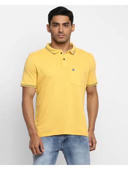 Turtle - Men Mustard Solid Polycotton Polo T-Shirt