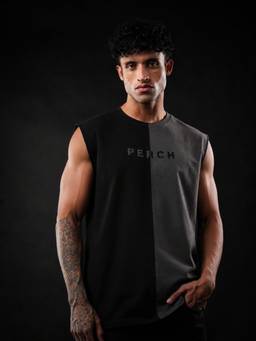 Perch - Black Divider Oversized Tank T-shirt