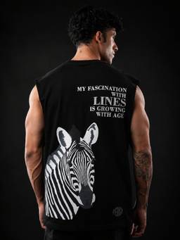 Perch - Black Zebra Print Oversized Tank T-shirt