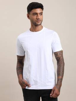 Turtle - Men White Cotton Stretch Crew Neck T-Shirt