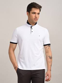 Turtle - Men White Solid Pure Cotton Polo T-Shirt